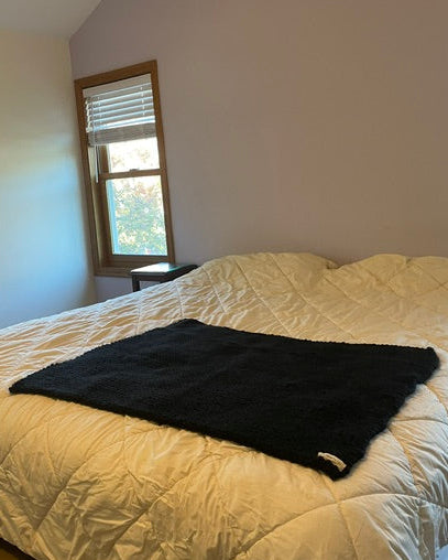 Space Black Hand Knit Wool Blanket 30"x40"