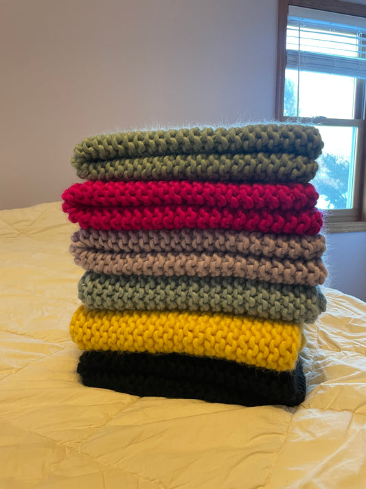 Hand Knit Blanket - Wool