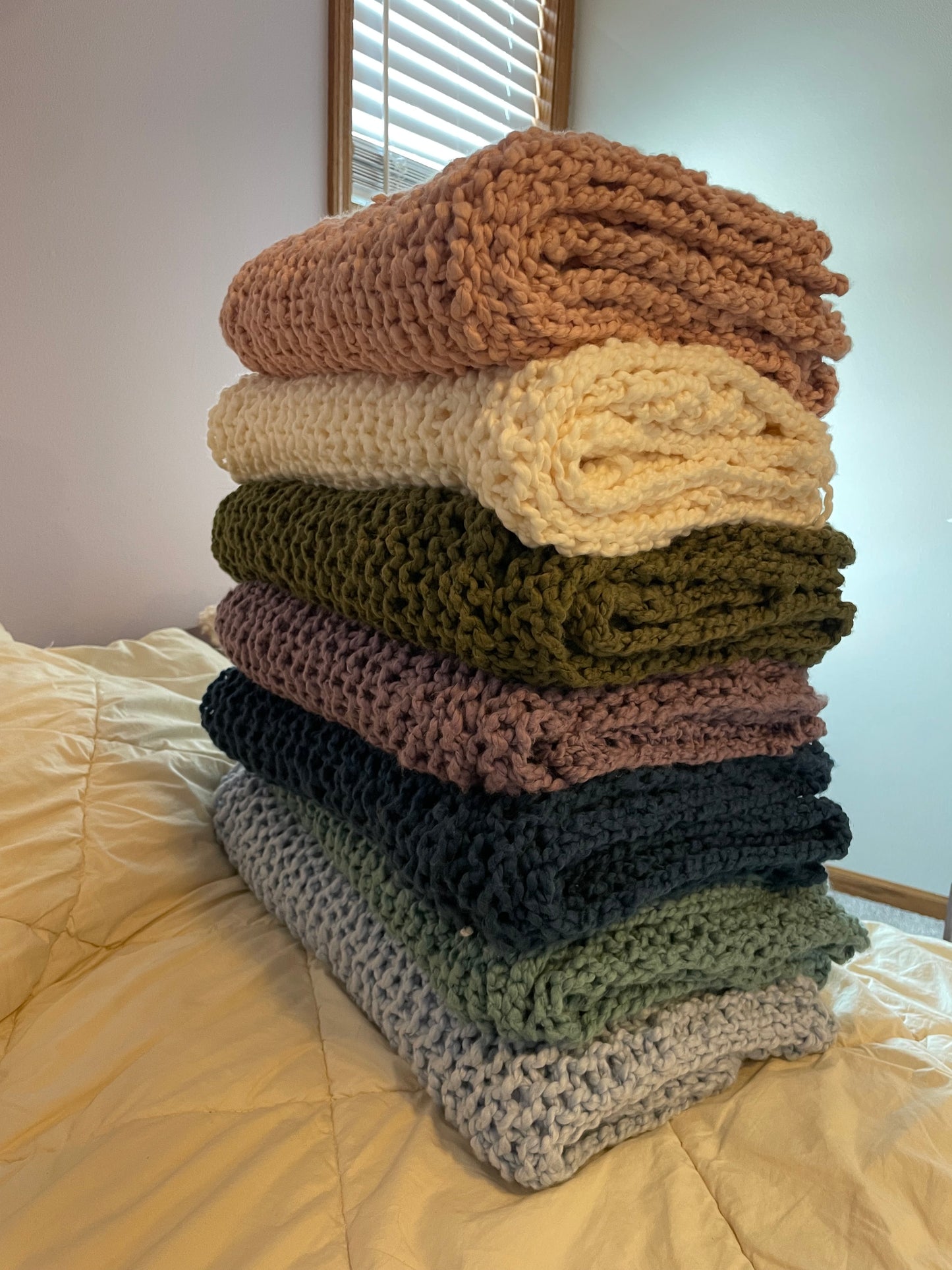 Hand Knit Blanket - Cotton