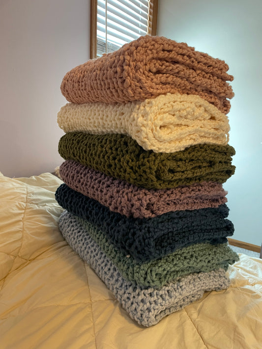 Hand Knit Blanket - Cotton