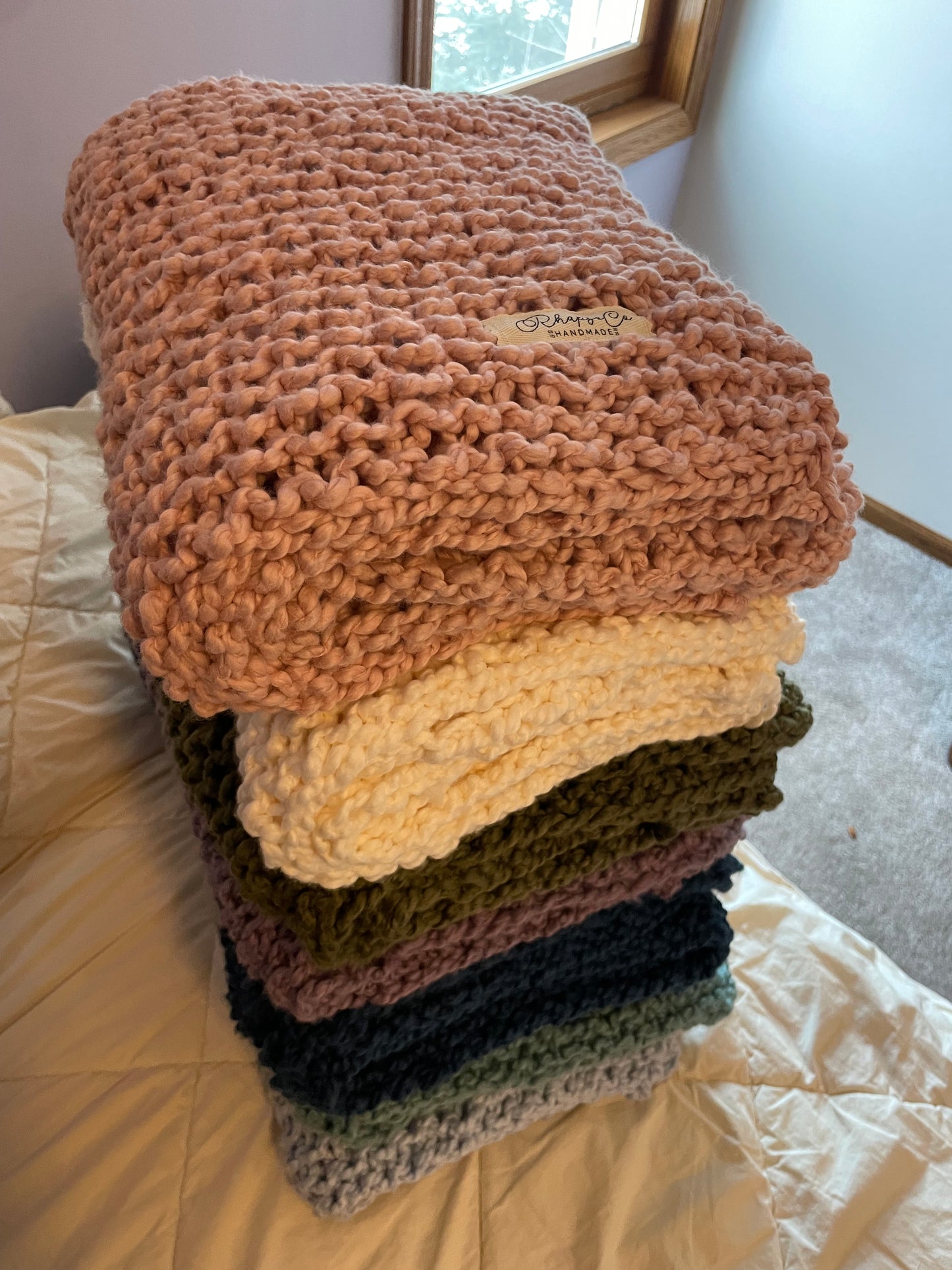 Hand Knit Blanket - Cotton