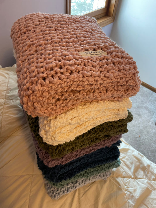Hand Knit Blanket - Cotton