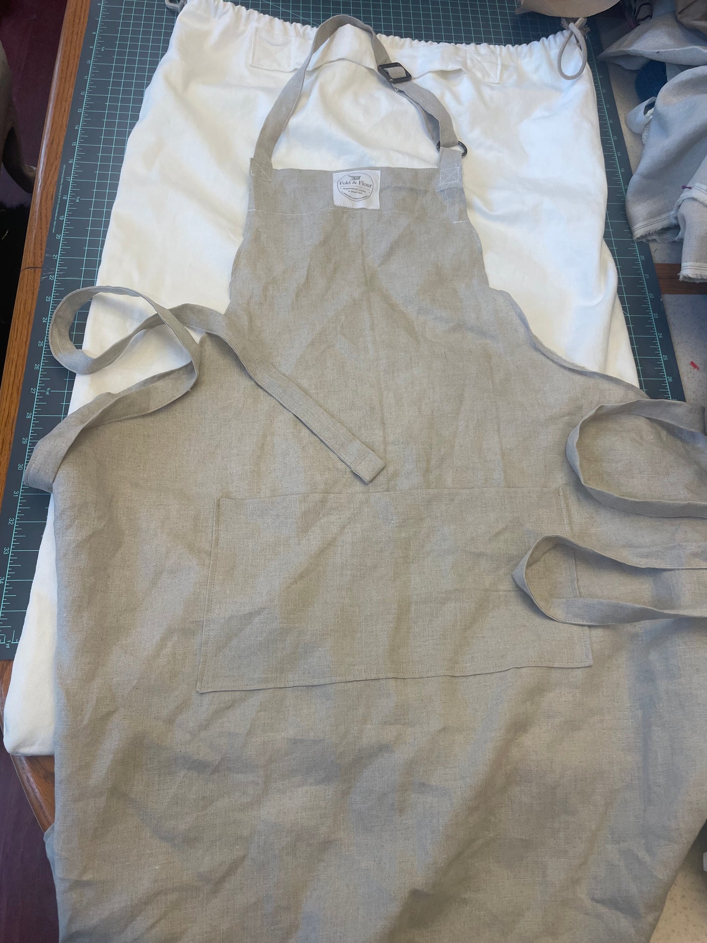 Apron - Organic Natural Linen - Personalized Logo