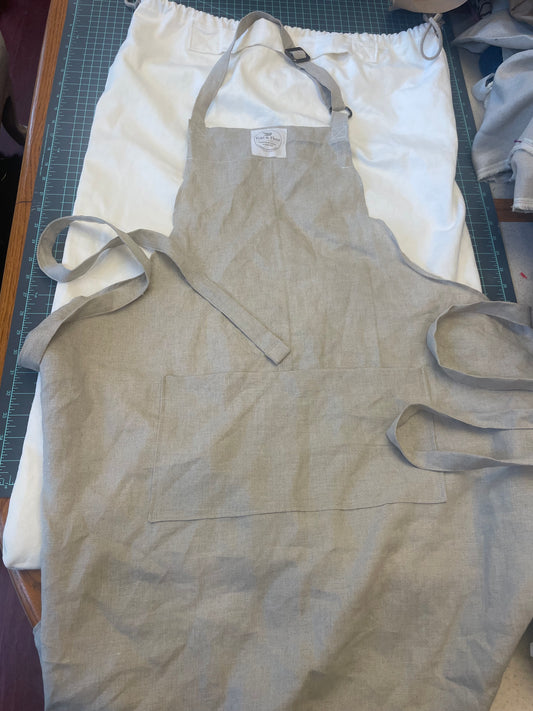 Apron - Organic Natural Linen - Personalized Logo